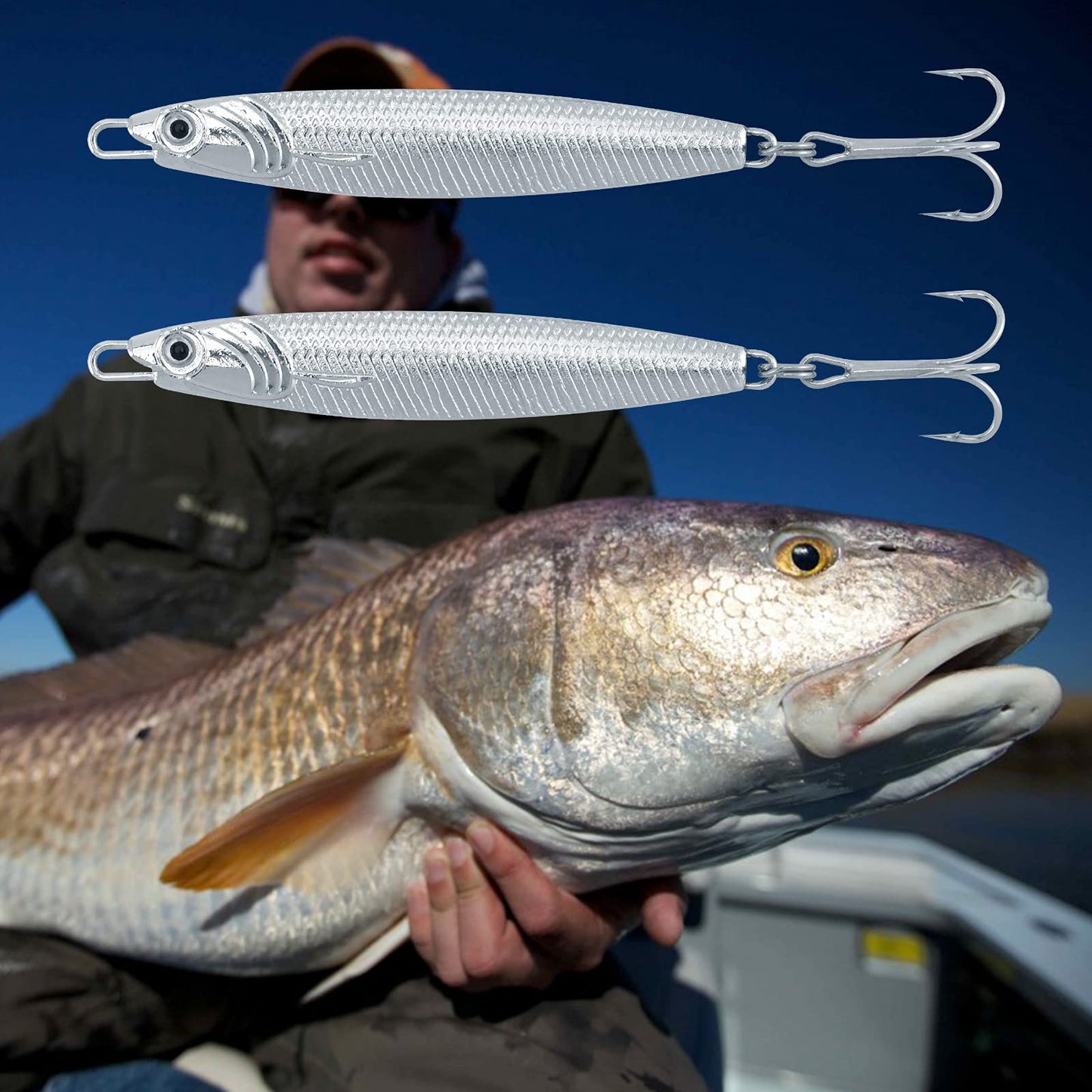Dr.Fish Fishing Jigs Jigging Spoon Saltwater Fishing Lure Casting Metal Spoon Surf Fishing Mackerel Striper Lures Stinger Bluefish Vertical Diamond Jig Mixed 1oz