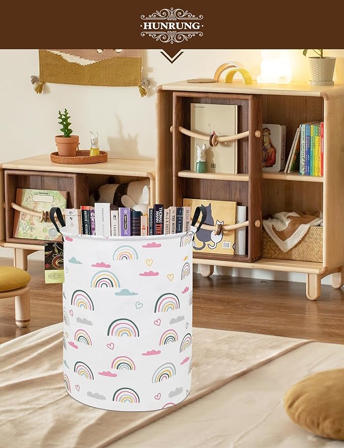 HUNRUNG Laundry Hamper, Large Canvas Fabric Lightweight Storage Basket Toy