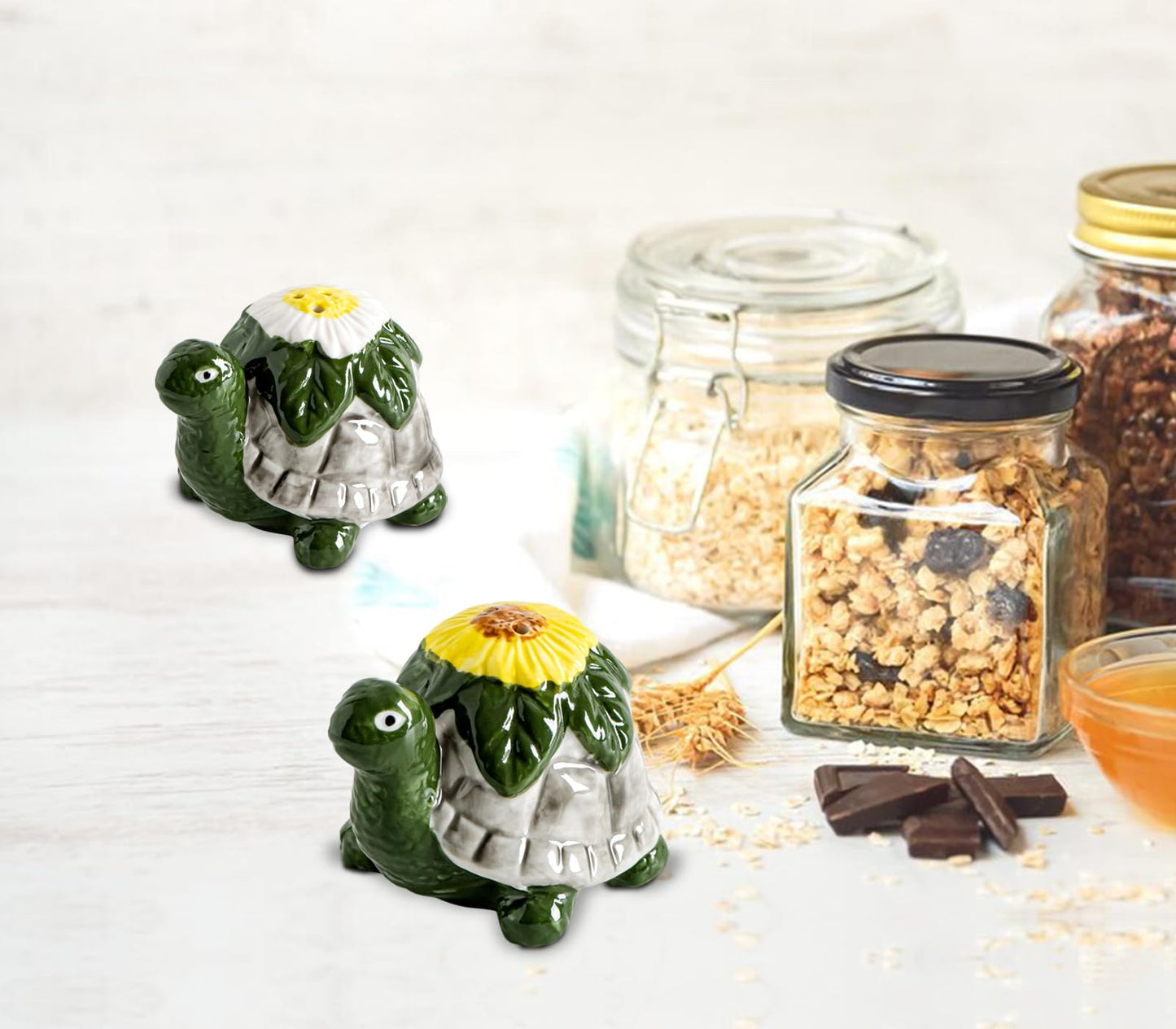 Turtle Salt And Pepper Shakers Set Ceramic Salt And Pepper Set Cute Pepper And Salt Shakers For Kitchen Saleros Para Cocina Beach,Tropical, Ocean Decoration