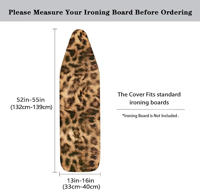 Brown Leopard Skin Ironing Board Cover and Pad Standard Size Elastic Edge