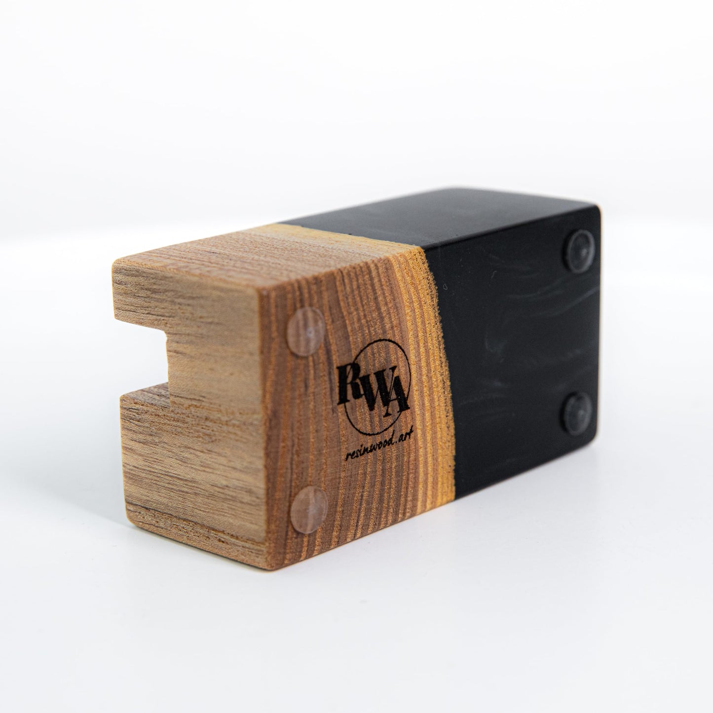 RWA Business Card Holder for Men & Women - Handcrafted Epoxy & Wood, Stylish & Durable Business Card Organizer, Premium Business Card Holders Desk Accessory for Professionals - ELEMENT, black