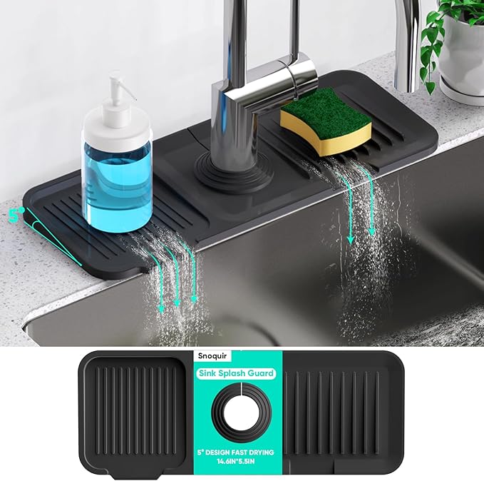 14.6'' Faucet Mat for Kitchen Sink Kitchen Sink Splash Guard Silicone Kitchen