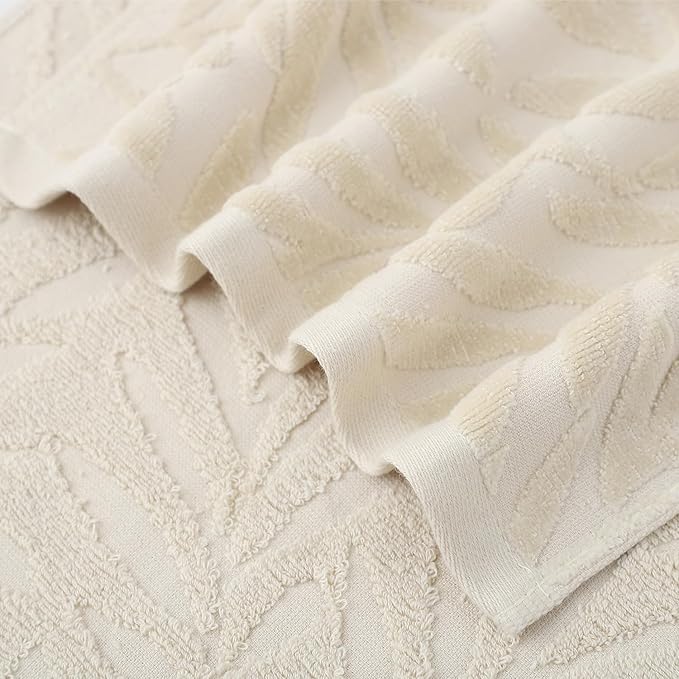 Pidada Hand Towels Set of 4 Leaf Pattern 100% Cotton Absorbent Soft Decorative