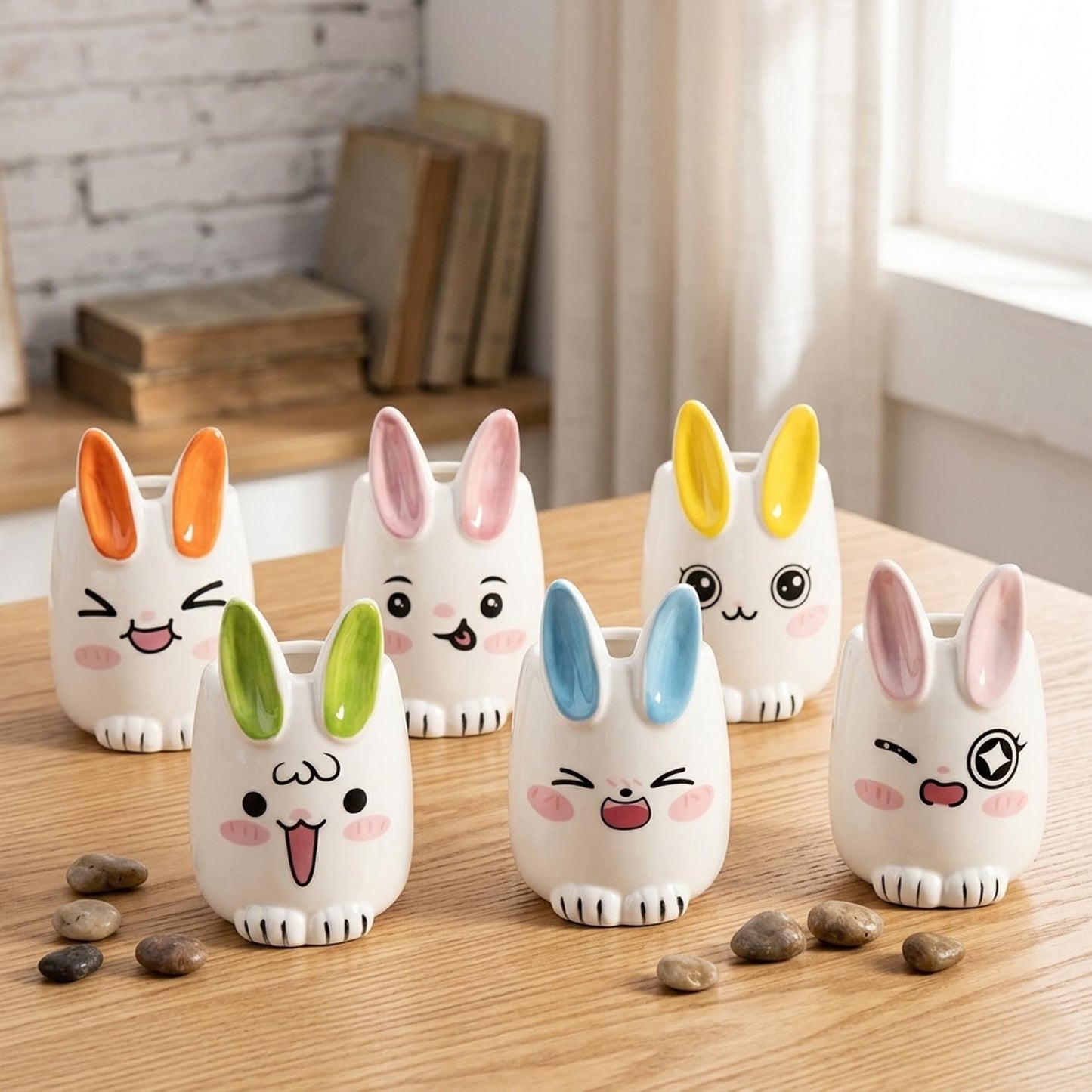 6 Pcs Cartoon Animal Succulent Pots with Drainage - 2.8 Inch Cute Ceramic Mini Planters for Small Plants, Cactus, Air Plants - Decorative Animal Flower Pots for Indoor Desk, Home Decor