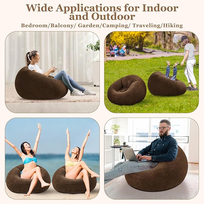 Realspring Inflatable Bean Bag Chairs Outdoor Blow up Camping Chairs Inflatable