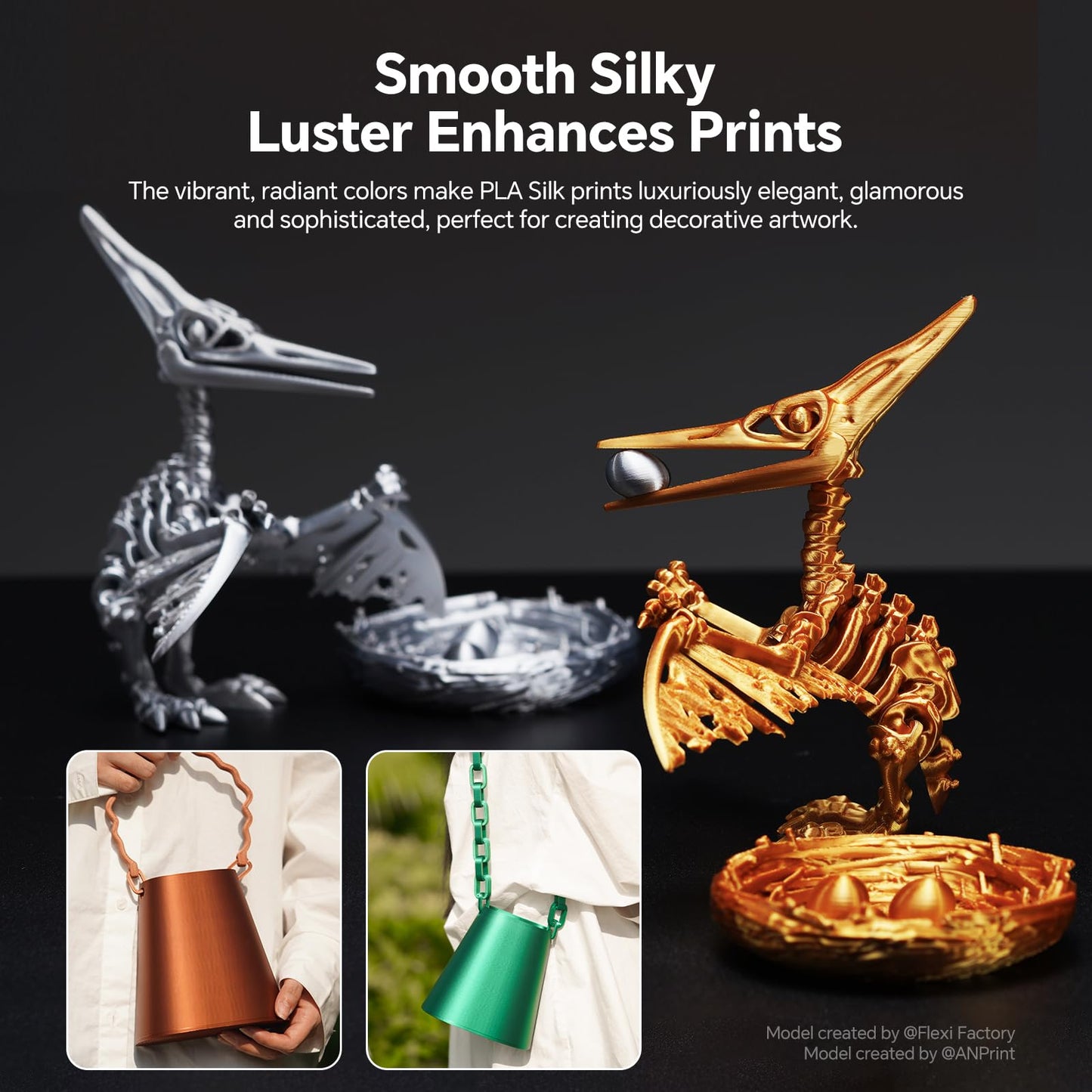 ANYCUBIC Silk PLA Filament 1.75mm, 3D Printer Filament, Dimensional Accuracy +/- 0.02mm, 1KG Spool, Dimensional Accuracy +/- 0.03 mm,Copper