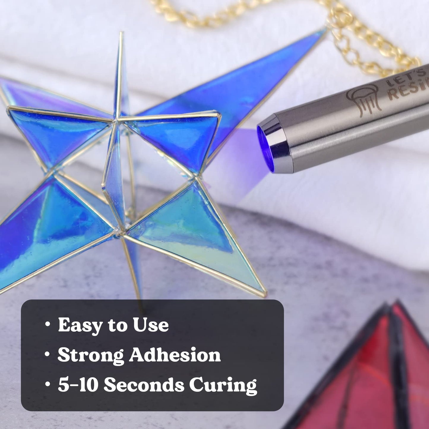 LET'S RESIN UV Resin Kit with Torch, Bonding & Curing in Seconds, 30g UV Resin Kit with UV Flashlight for Welding, Jewelry UV Glue Adhesive for Plastic Repair, Glass Light, Craft Decor