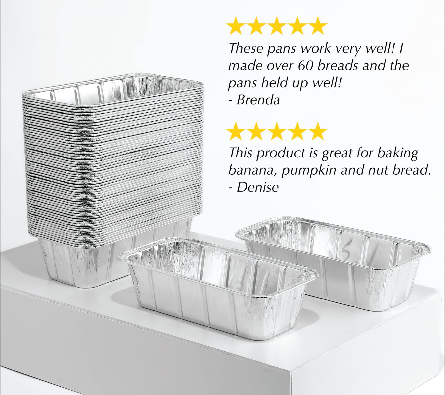 Spare Essentials (65 Pack) 2Lb Foil Bread Pans for Baking, Disposable Bread Pans - Perfect for Baking Banana Bread, Cakes & Meatloaf - 2 Pound Aluminum Pans for Food Serving - 8.5" X 4.5" X 2.5"