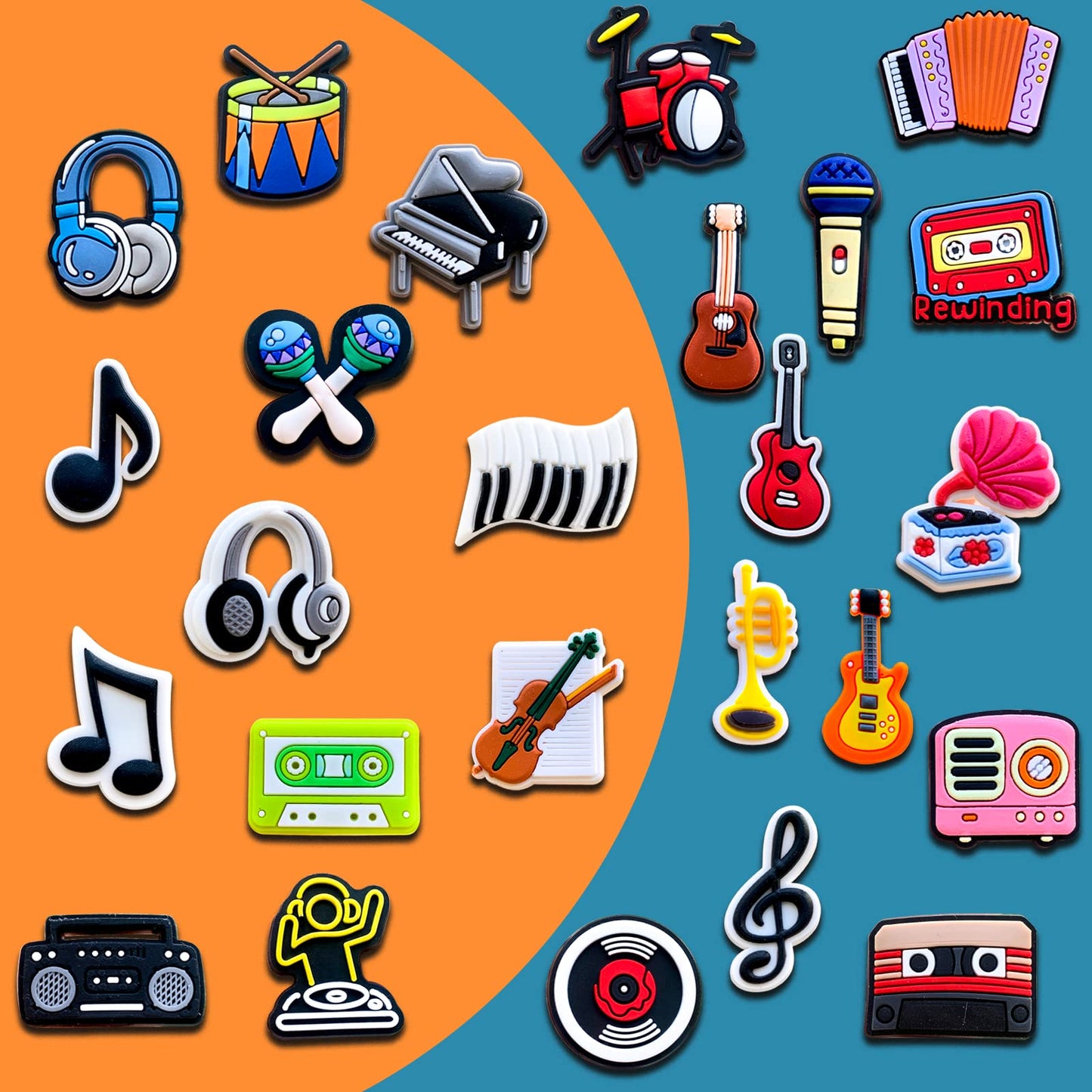 25, 40Pcs Music Shoe Decoration Charms for Clog Decoration, Musical Notation Instruments Charms Accessories for Adult Men Wome(25)