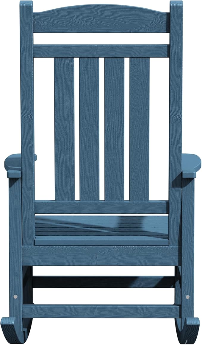 KINGYES Oversized Patio Rocking Chair Set of 2, High Density Polyethylene Outdoor Rocking Chairs with 330lbs Support for Adults, Navy