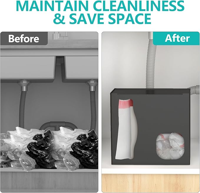 2 in 1 Grocery Bag Holder & Trash Bag Holder Dispenser, Kitchen Grocery Storage