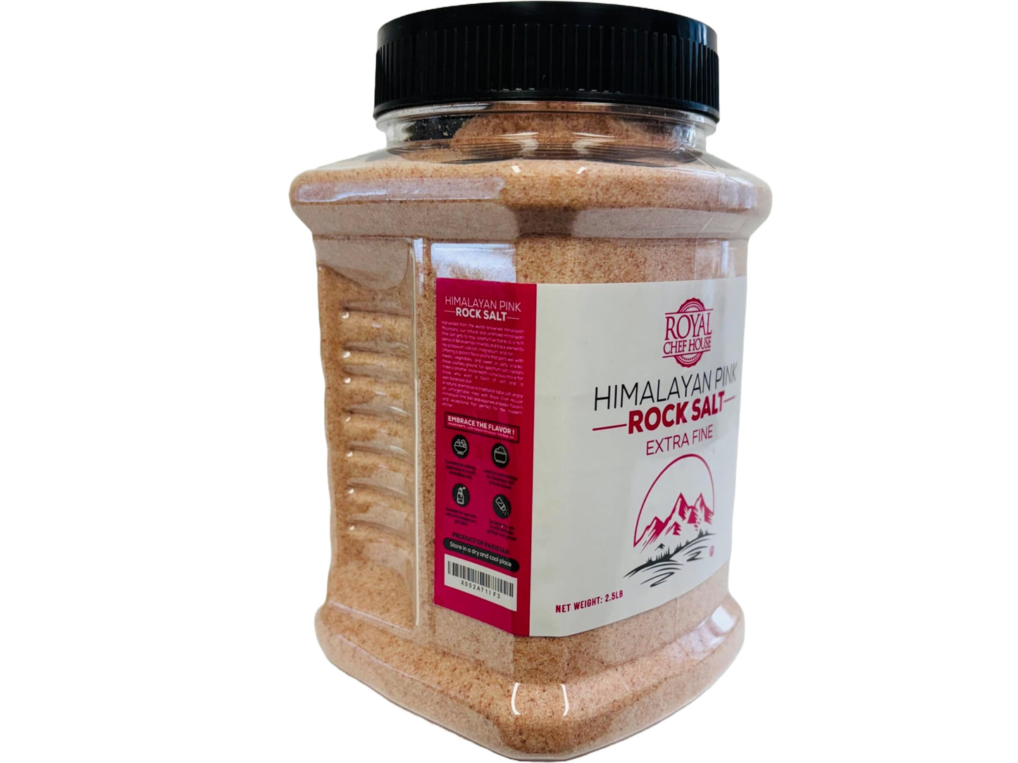 RoyalHouse, Himalayan Extra Fine Pink Salt - 2.5 lbs Extra Fine Bulk in Jar, Pure Gourmet Crystals, Natural - Contains 84 Minerals, Suitable for Body Bath Scrubs, Table Salt - Kosher