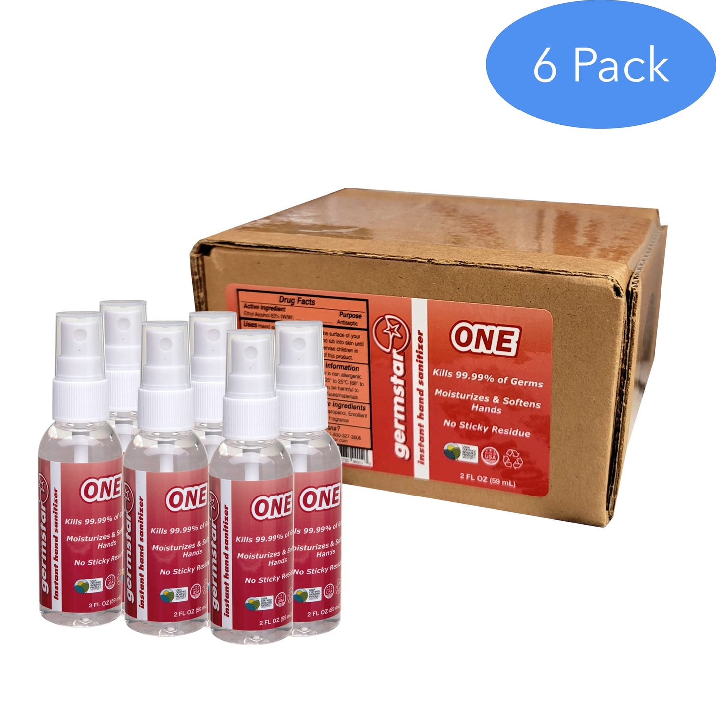 Germstar ONE 2oz Hand Sanitizer Spray Bottles (6/case)