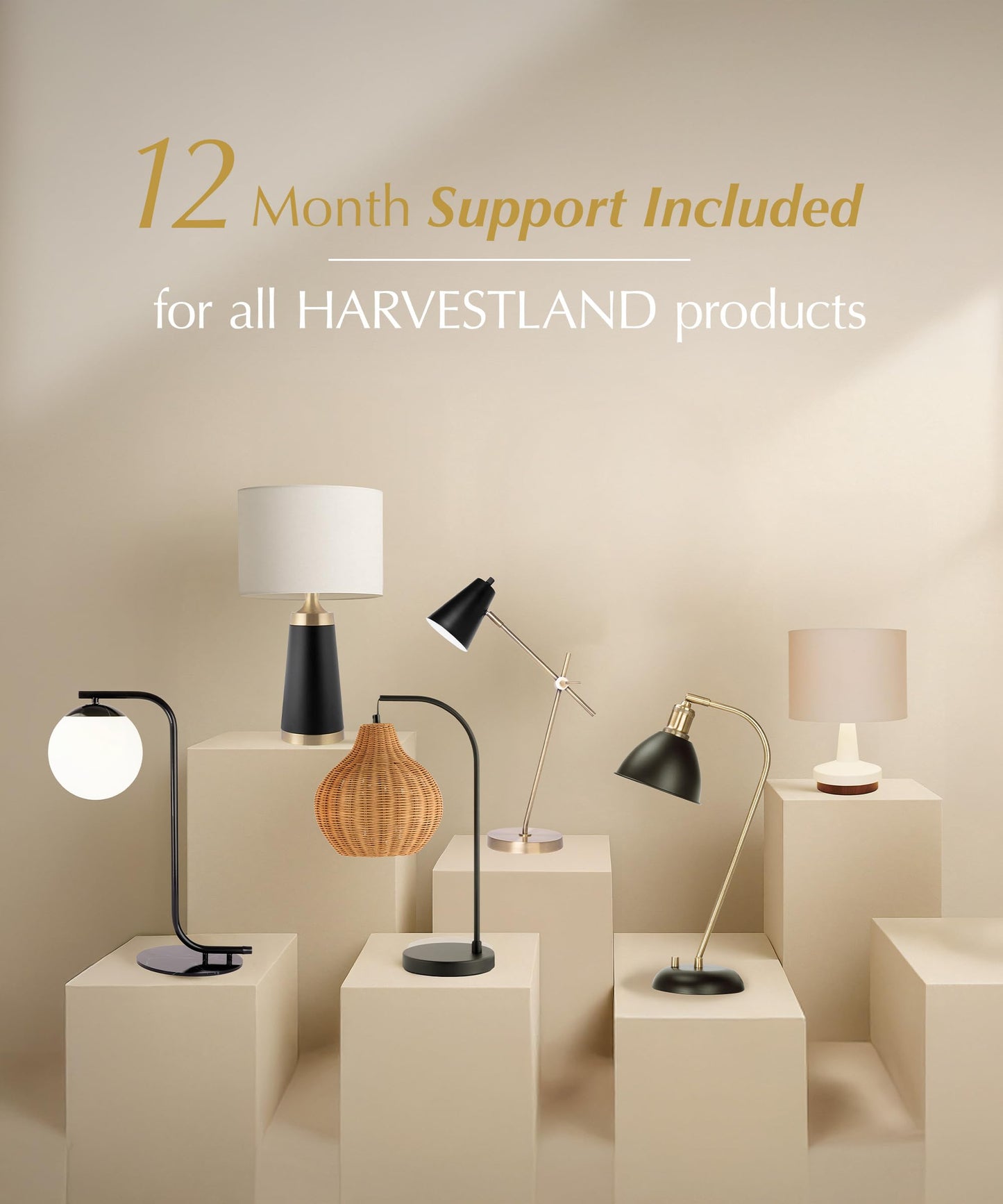 HarvestLand 22” Sole Cement Table Lamp – Table Lamps for Living Room & Bedside Lamps, Modern Stone Bedroom Lamp for Nightstand, Large Living Room Lamp Home Decor