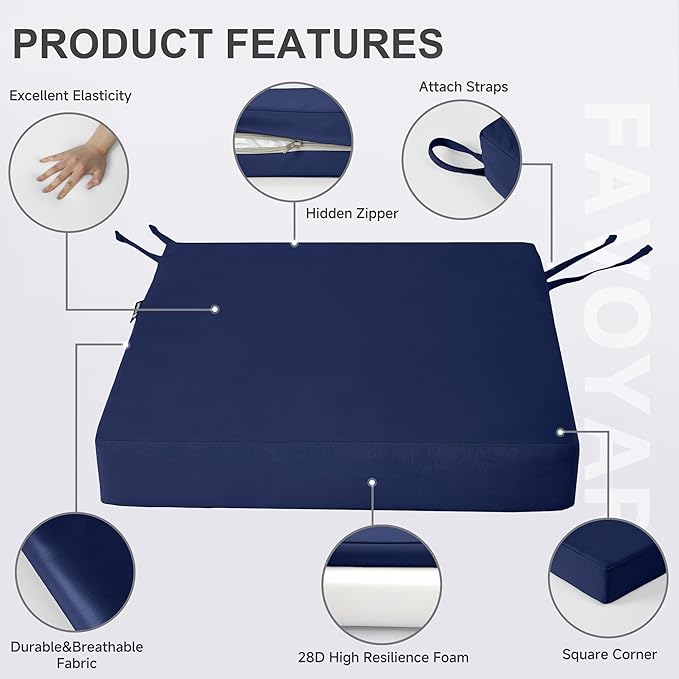 Favoyard Patio Chair Cushions 18.5 x 16 x 3 Inch Waterproof Outdoor Seat
