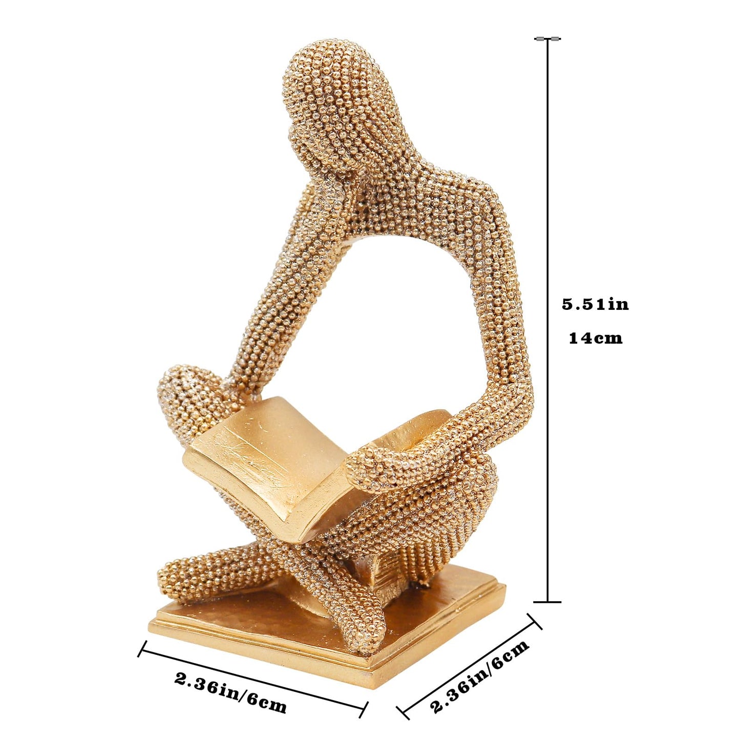 Neeenn Sparkling Gold Reading Women Statue, Thinker Sculptures, Abstract Art Ornament, Modern Aesthetic Figurine Decoration for Home Living Room Bedroom Office Shelf Table Desk Bookshelf Decor