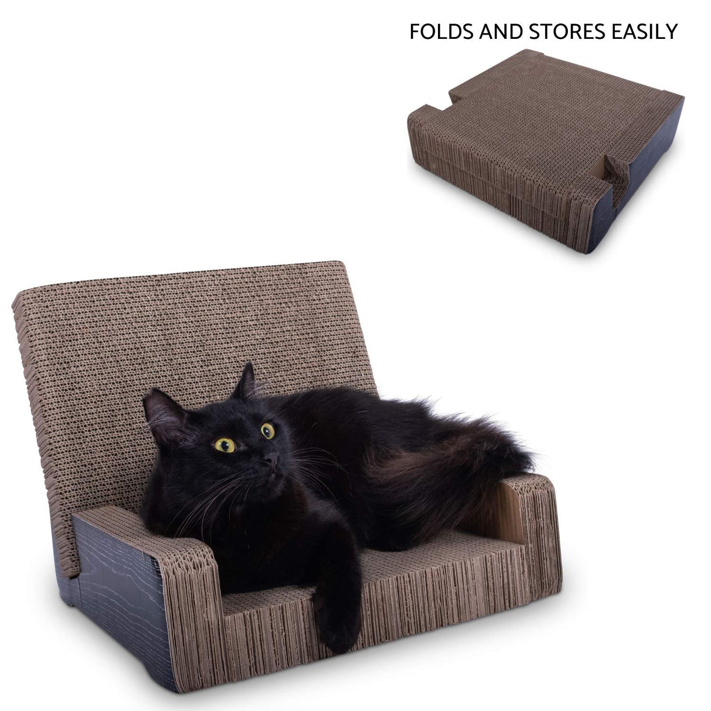 Purrfect Sofa Luxe Cat Lounger & Scratcher Toy | Cardboard Scratcher Bed with Catnip | Horizontal Scratching Couch for Cats