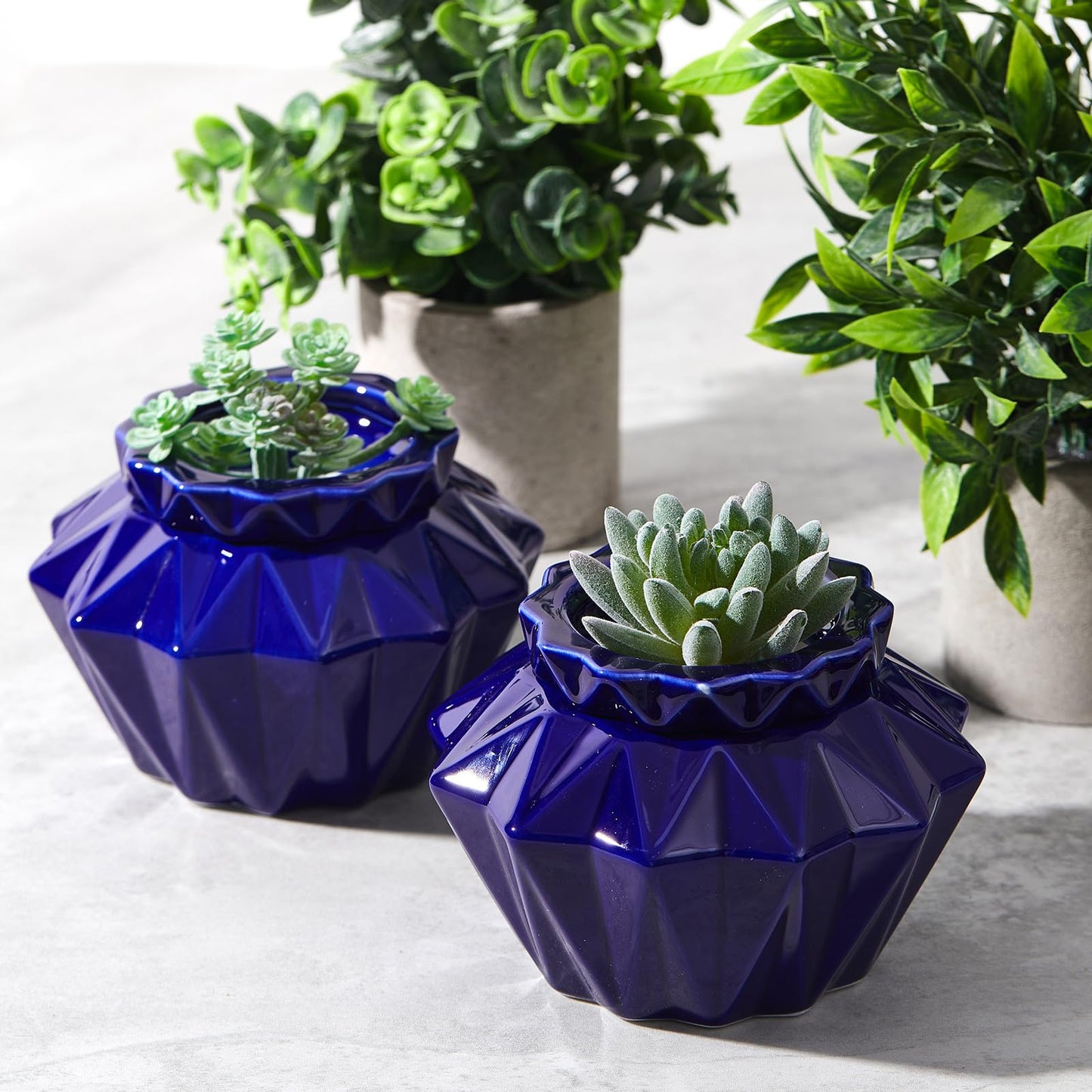 Sunnychicc 2 Set African Violet Pots Self Watering, 6" Outer / 3.7" Inner Ceramic Planter, 21-Day Auto Watering Indoor Pot for African Violets Herbs Succulents, Ideal Gift, No Plant