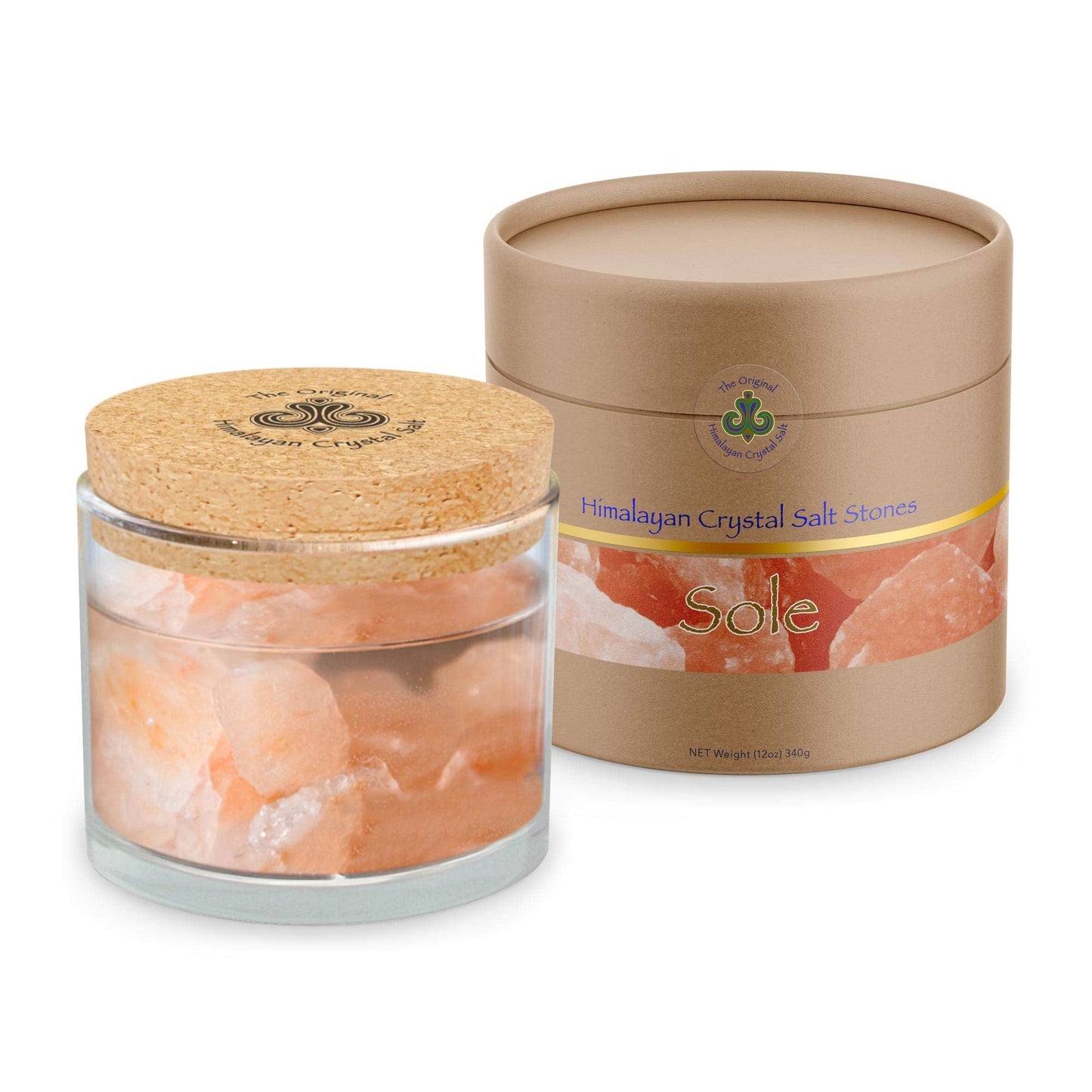 Original Himalayan Crystal Salt® Sole Jar + Stones | A Natural Electrolyte Solution to Support Hydration, pH Balance and Healthy Metabolism* (Glass Jar + Spoon + Stones)