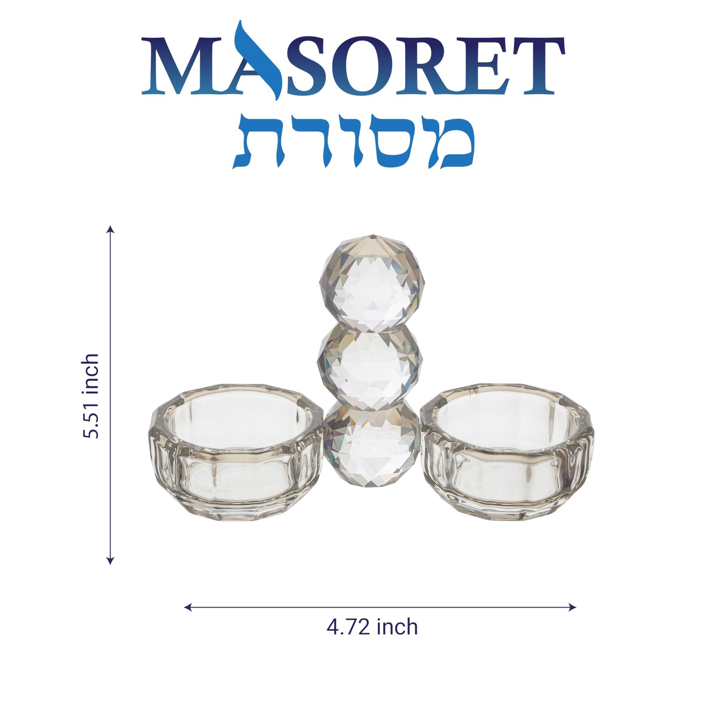 Elegant Crystal Saltie 12×14 cm – Premium Transparent Glass Jewish Crystal Saltie for Shabbat Table Décor, Holiday Meals & Home Display – Classic Elegant Design, 4.70″ × 5.50″