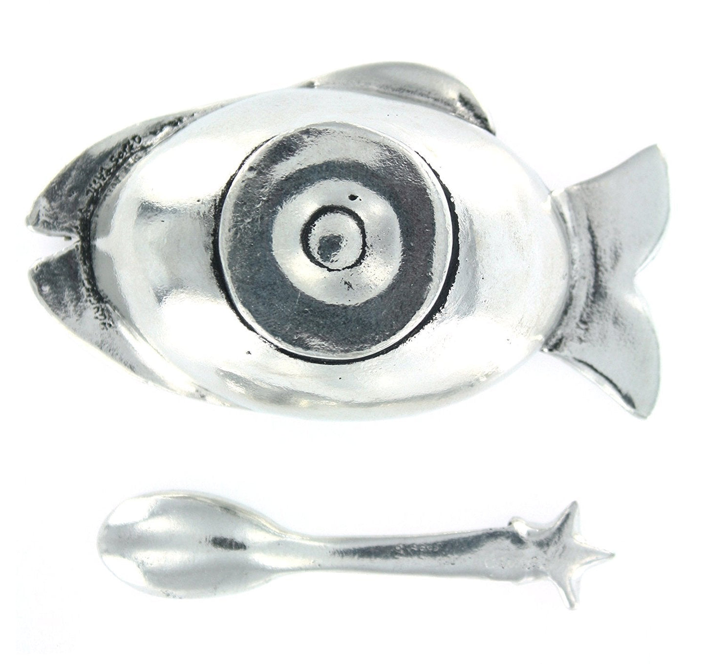 Basic Spirit Fish Salt Cellar w/Spoon Handcrafted Pewter Home Lead-Free SD-9