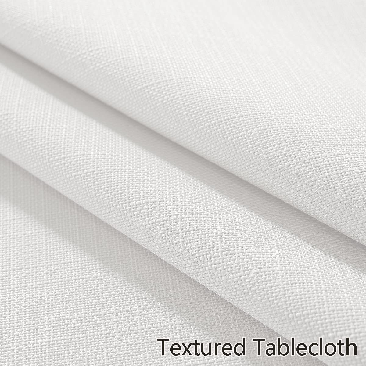 Honellaty Faux Linen Rectangle Tablecloth, 200GSM Waterproof Washable Textured Woven Table Cloth, Fabric Table Cover for Dining, Party, Wedding, Indoor Outdoor (60 x 120 Inch Rectangular, White)
