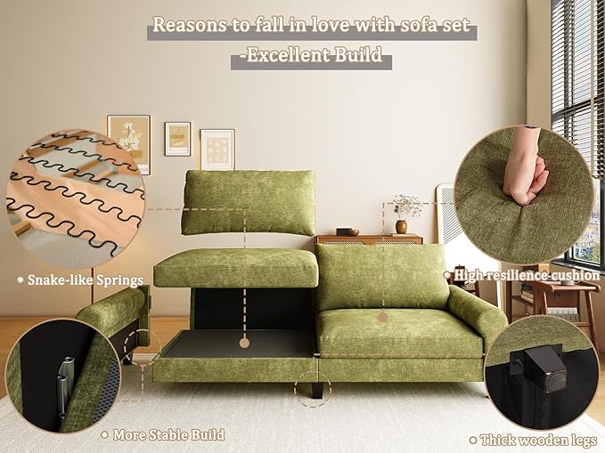 EASE MOOSE 88.5" Chenille Loveseat Couches