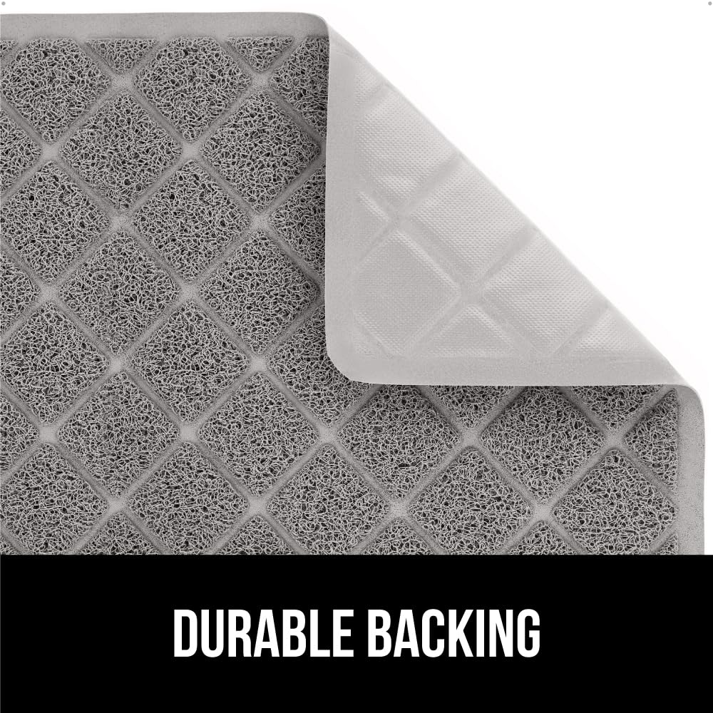 GORILLA GRIP Cat Litter Box Mat, 35x23, Water Resistant, US Designed Kitty Litter Trapping Mats, Easy to Clean, Scatter Control, Less Mess and Clean Floors, Kitten Supplies for Indoor Cats, Gray
