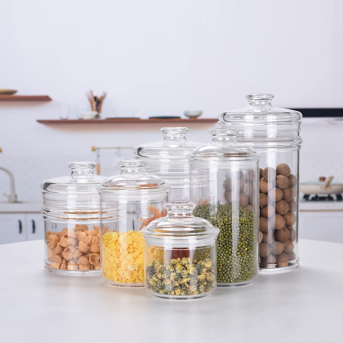 IVOOBR 34oz Acrylic Storage Jar, Airtight Lid with Silicone Sealing Ring, Ideal Canister Container for Sugar, Tea, Spices, Herbs, Shells, Bath Salt, Christmas Decorative Apothecary Jars