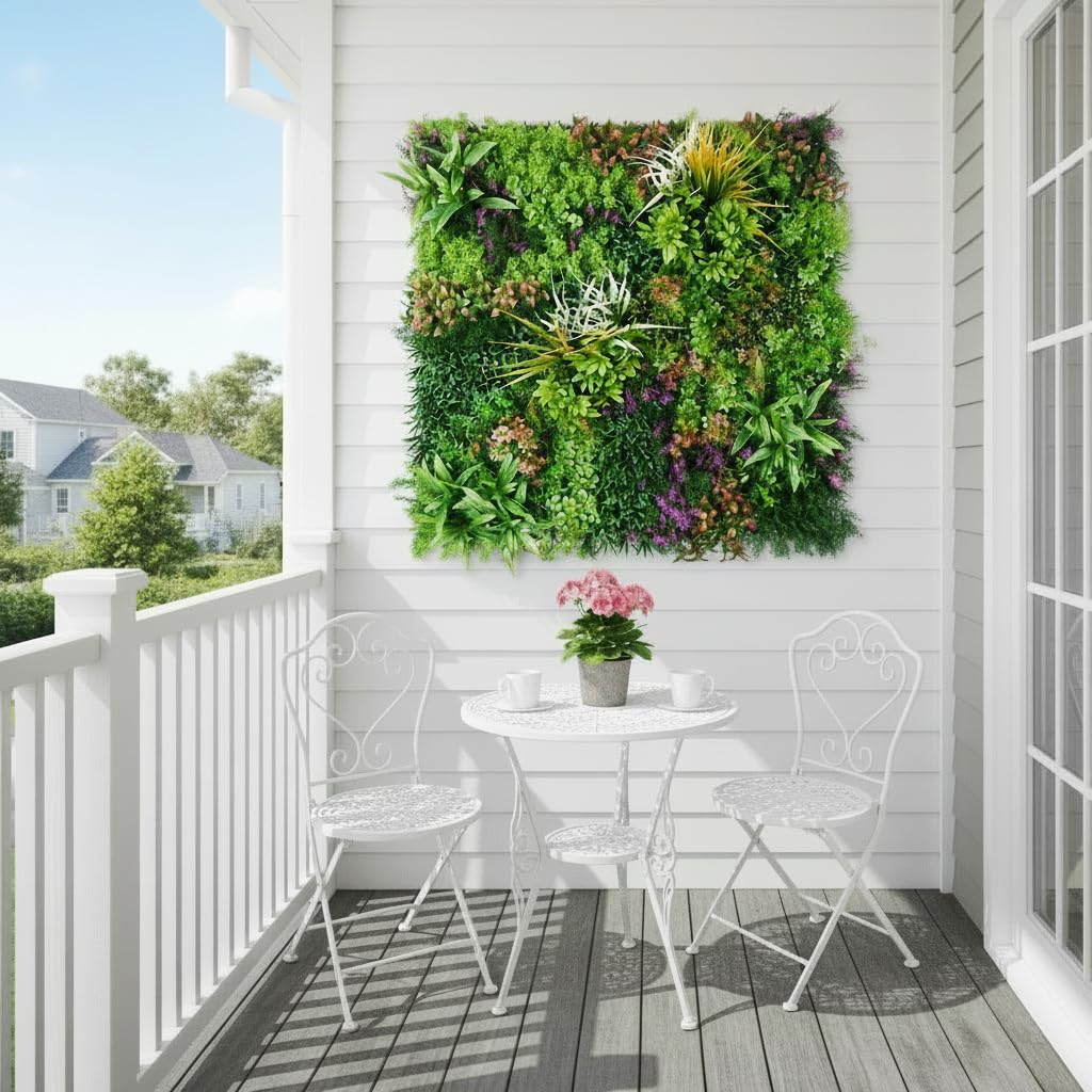 FOSZMAC 1PC 40"x 40" Artificial Grass for Wall, 3D Faux Boxwood Hedge Panels Green Wall Decor, Greenery Grass Wall Backdrop Panels for Indoor Outdoor Garden Backyard Ivy Privacy Fence Covering
