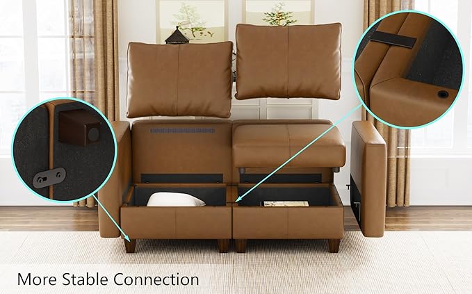 EASE MOOSE Faux Leather Square Ottoman Module