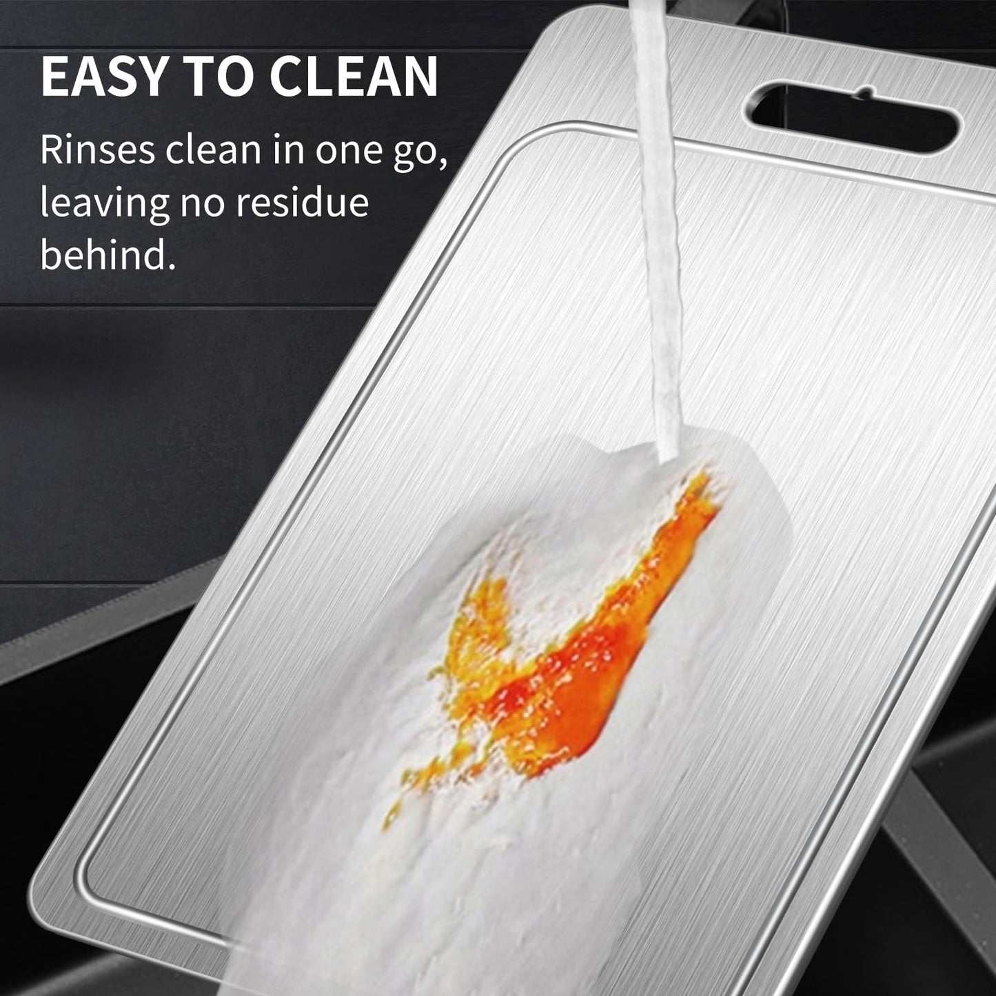Titanium Cutting Board 100% Pure Cutting Boards With Juice Groove Metal Grade Food Double Sided Chopping Board for Cutting Meats Vegetables Fruits(Titanium-Large)
