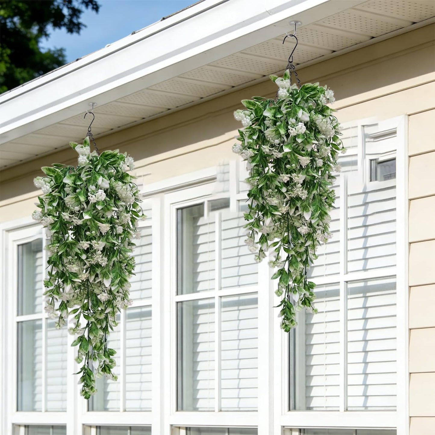 Toprooms Artificial Hanging Flowers UV Resistant Vines Ivy Outdoor Decor