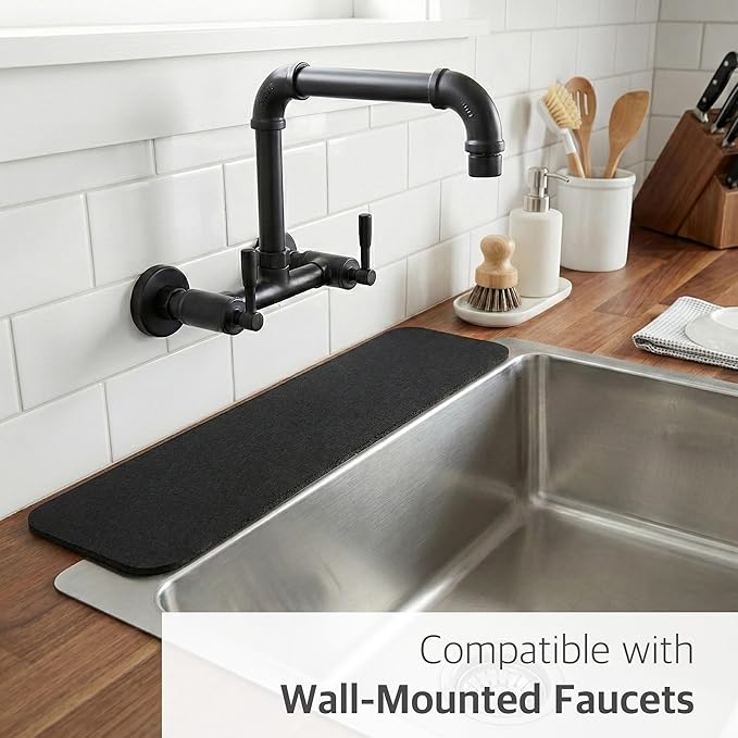 2PCS Customizable Faucet Mat for Kitchen Sink: 30"L x 5.5"W Quick Drying