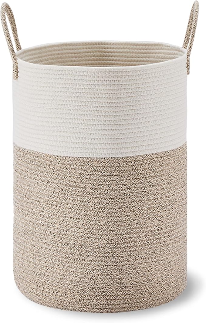 VIPOSCO Large Laundry Hamper, Tall Woven Rope Storage Basket