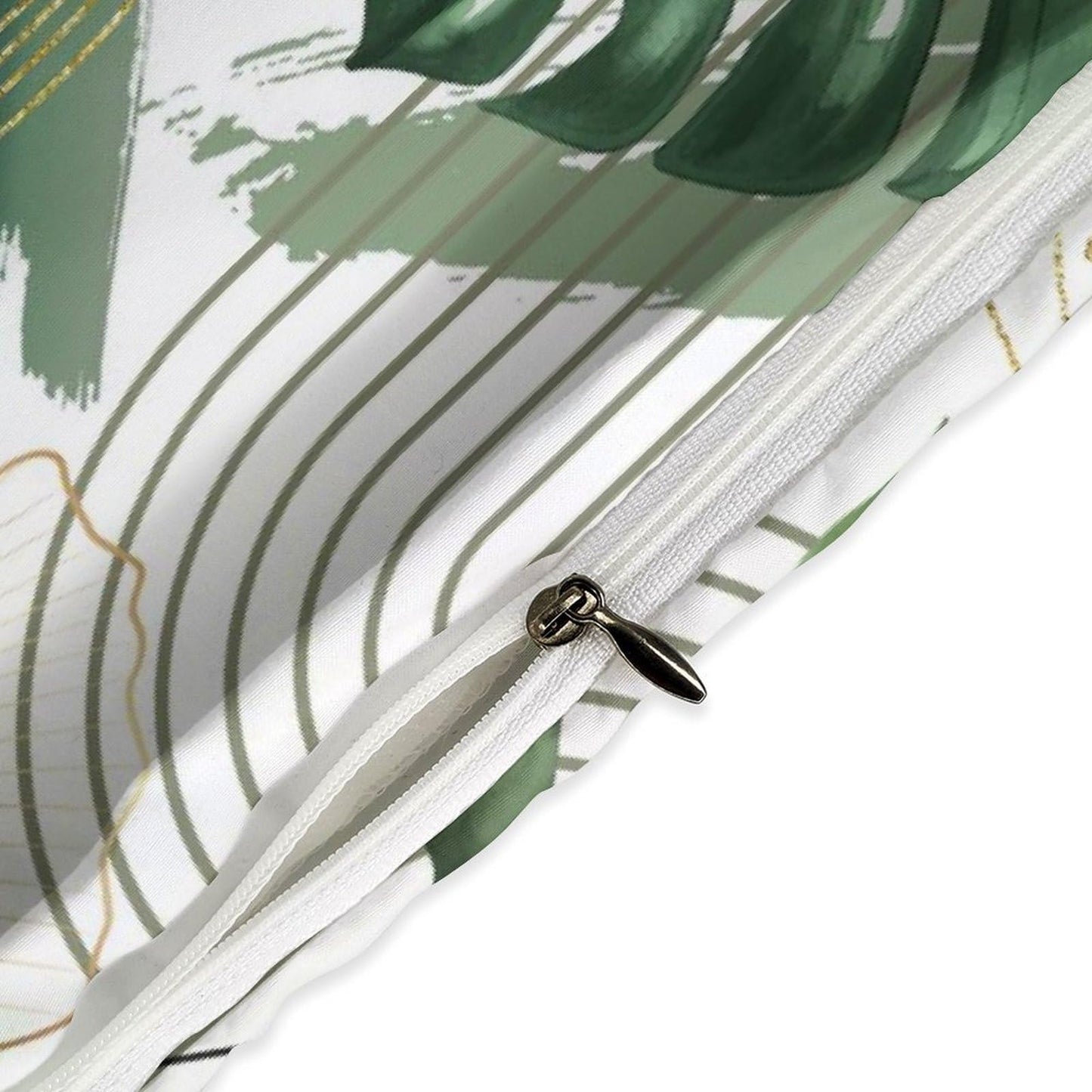 Lnepty Boho Leaf Bedding Set,Mid Century Palm Tropical Leaf Abstract Geometric Modern Minimalism Green Comforter Set with Pillowcase for Bedroom Bed Decor,Twin 86"x70"