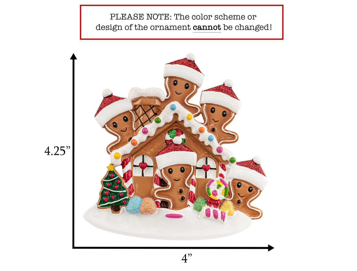 UniqXmas Personalized Gingerbread House Family of 5 Christmas Ornament 2025 | Customized Xmas Tree Decoration | First Christmas as Family of Five in New Sweet Home Keepsake - Custom Name & Year