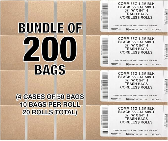 Ultrasac Heavy Duty 55 Gallon Black Trash Bags