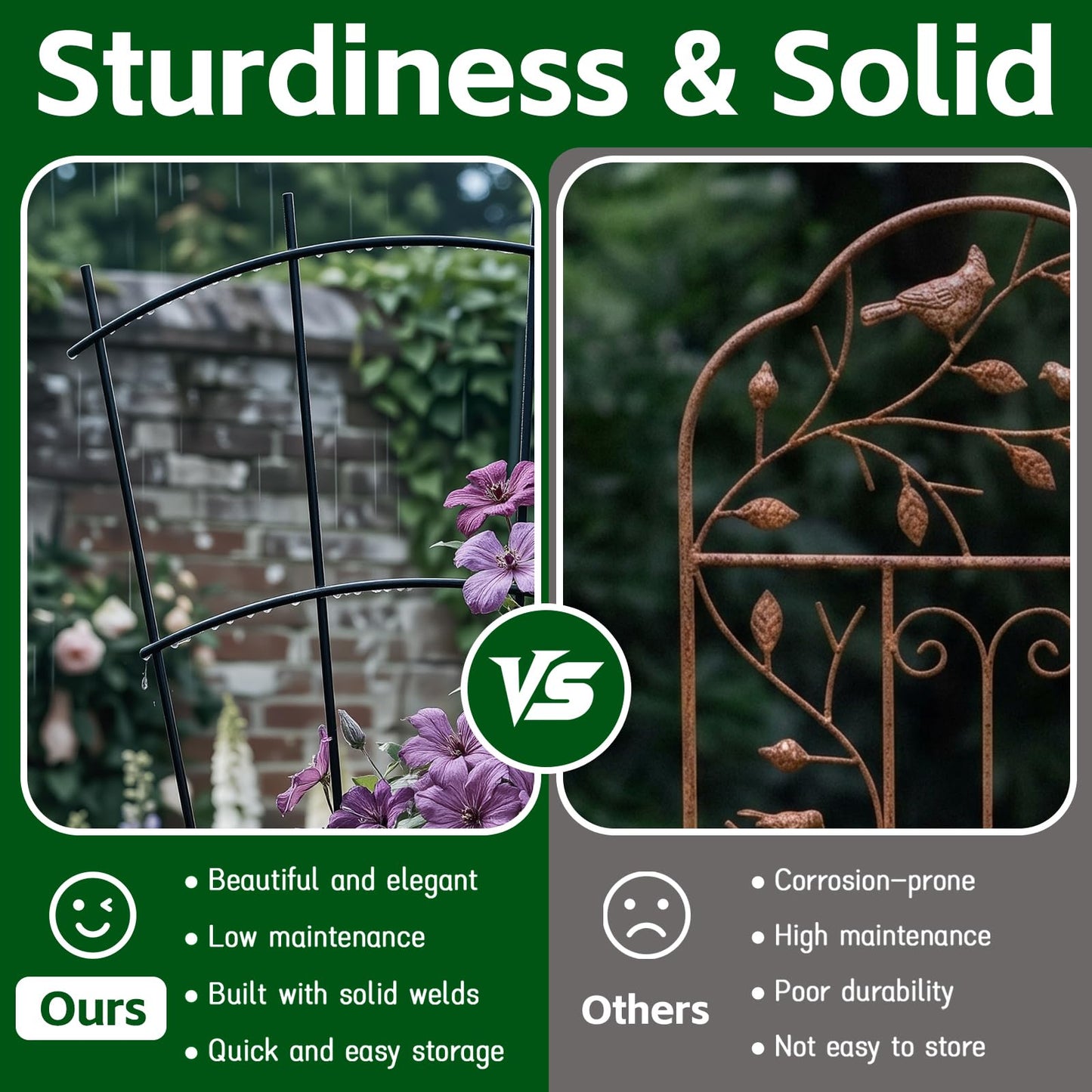 Thealyn 4 Pack 32" Metal Plant Trellis for Pots & Garden Beds, Rustproof Support for Indoor Outdoor Climbing Plants, Vines, Flowers, Fan Shaped, Black