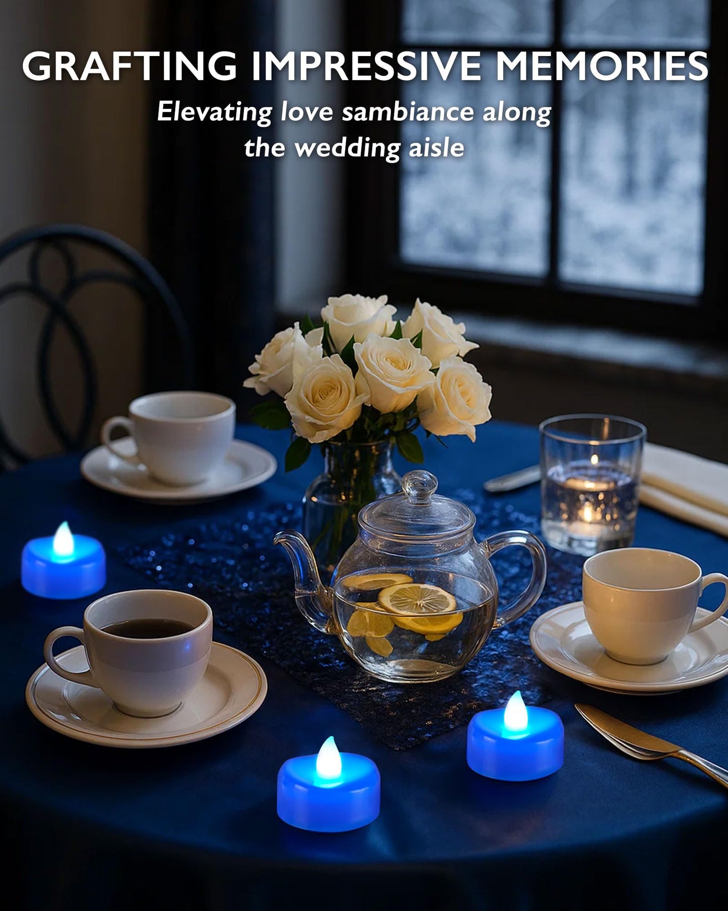 BEICHI Flameless Candles, Tea Lights Battery Operated, No Flickering Votive Candles LED Tea Lights for Halloween Christmas Wedding Home Decor (50 Pack, Blue)