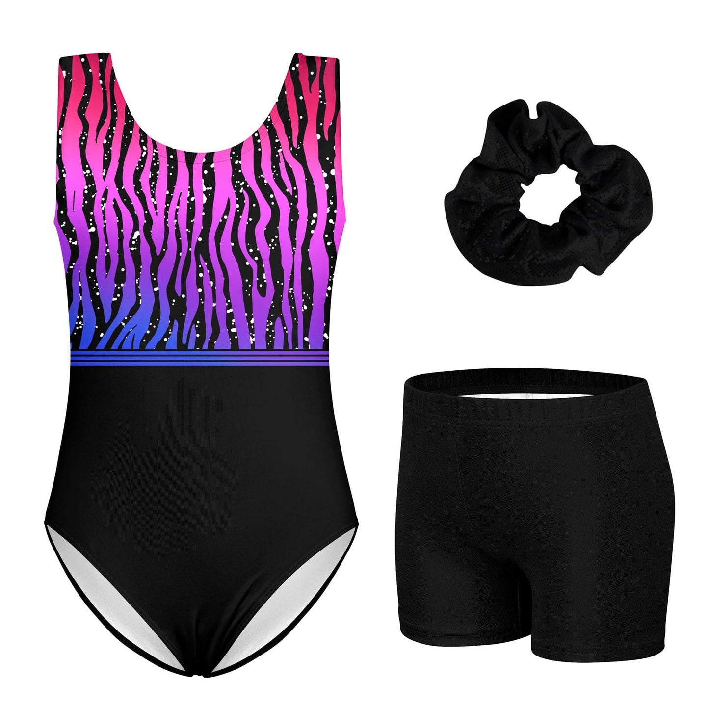 TUONROAD Kid Girls Gymnastics Leotards with Shorts for 4t 5t Children Black Rose 3D Printed Activewear Size 4 Girls' Sleeveless Quick Dry Shiny Diamond GYM Biktards,Size 4 5