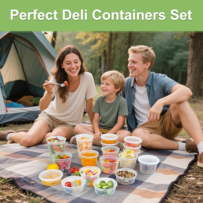 60 Sets Deli Containers with Lids 8 oz, Leak-Proof & BPA Free Airtight Takeout