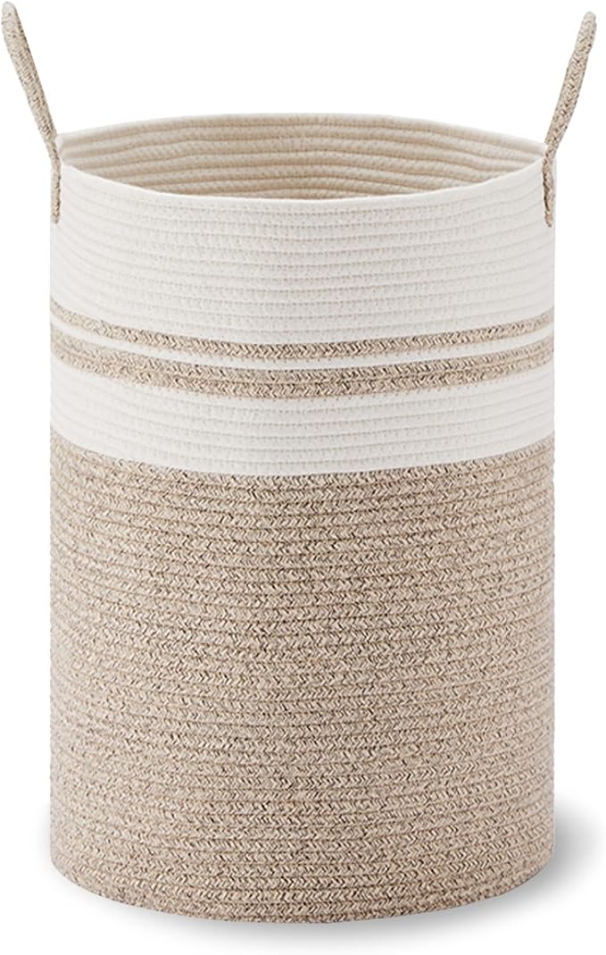VIPOSCO Large Laundry Hamper, Tall Woven Rope Storage Basket
