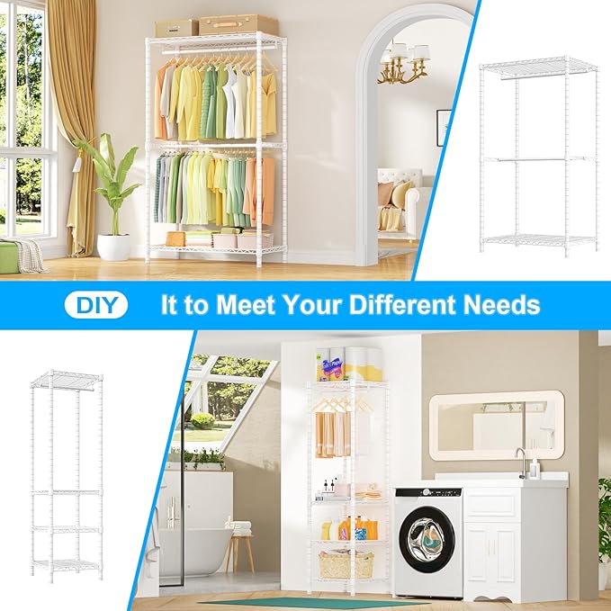 Ulif E10 Clothes Rack(With Stretchable Hanger Rod)Freestanding Clothing Racks