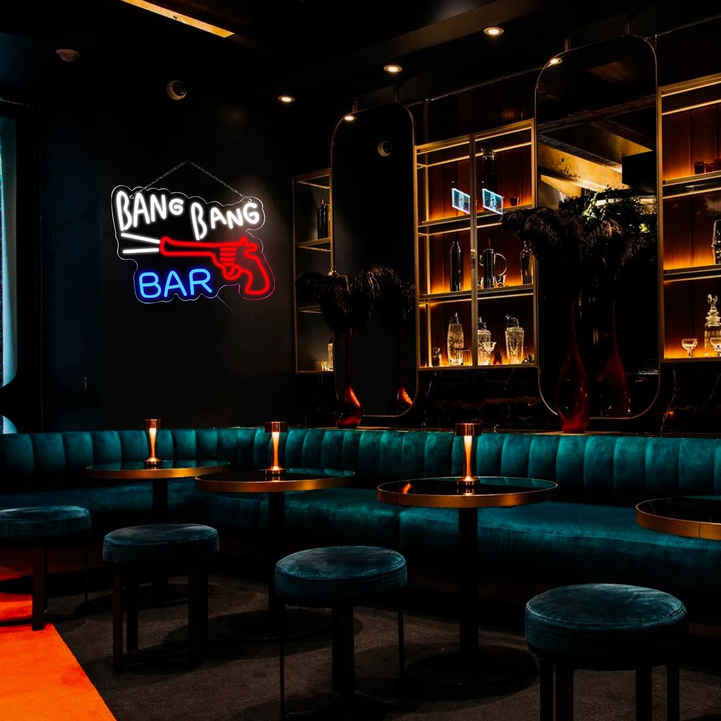 JFLLamp BANG BANG BAR Neon Signs for Wall Decor The Roadhouse Neon Lights for Bedroom Led Business Signs Suitable for Man Cave Bar Pub Restaurant Christmas Gift Art 5V Power Adapter 12.2 * 15.4 Inch(Blue+red+white)
