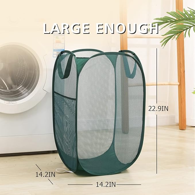 HONOMA Sturdy Mesh Laundry Hamper Basket Bag, Pop up Basket