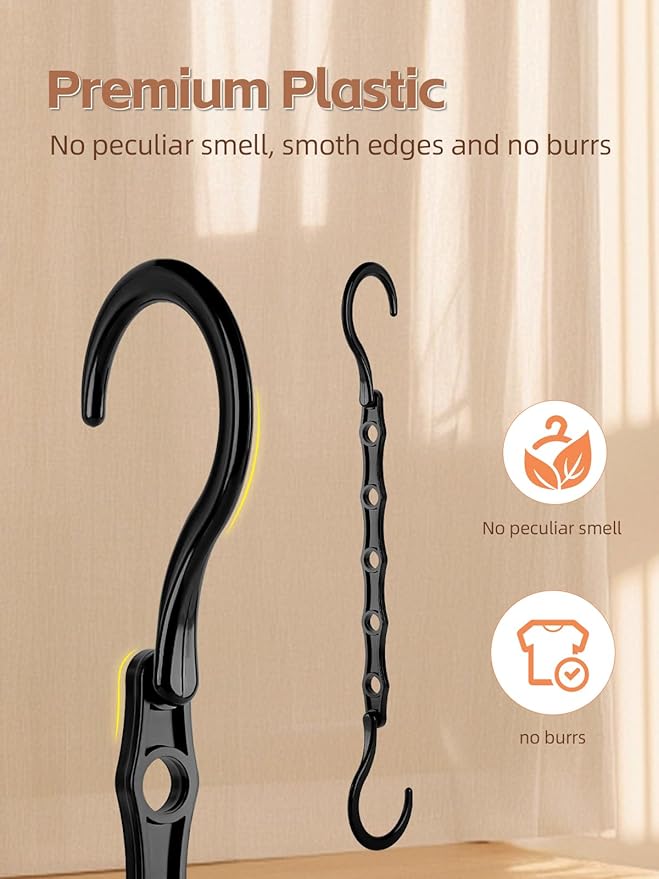 HOUSE DAY Black Magic Space Saving Hangers 10 Pack, Premium Smart Hanger Hooks