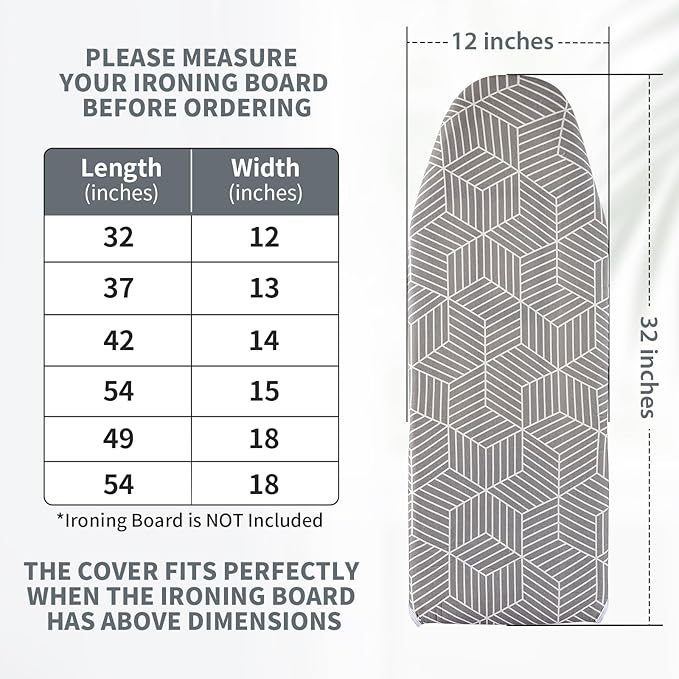 Seiritex Over The Door Ironing Board Cover 14 x 42 inch, Thick Padding and Heat