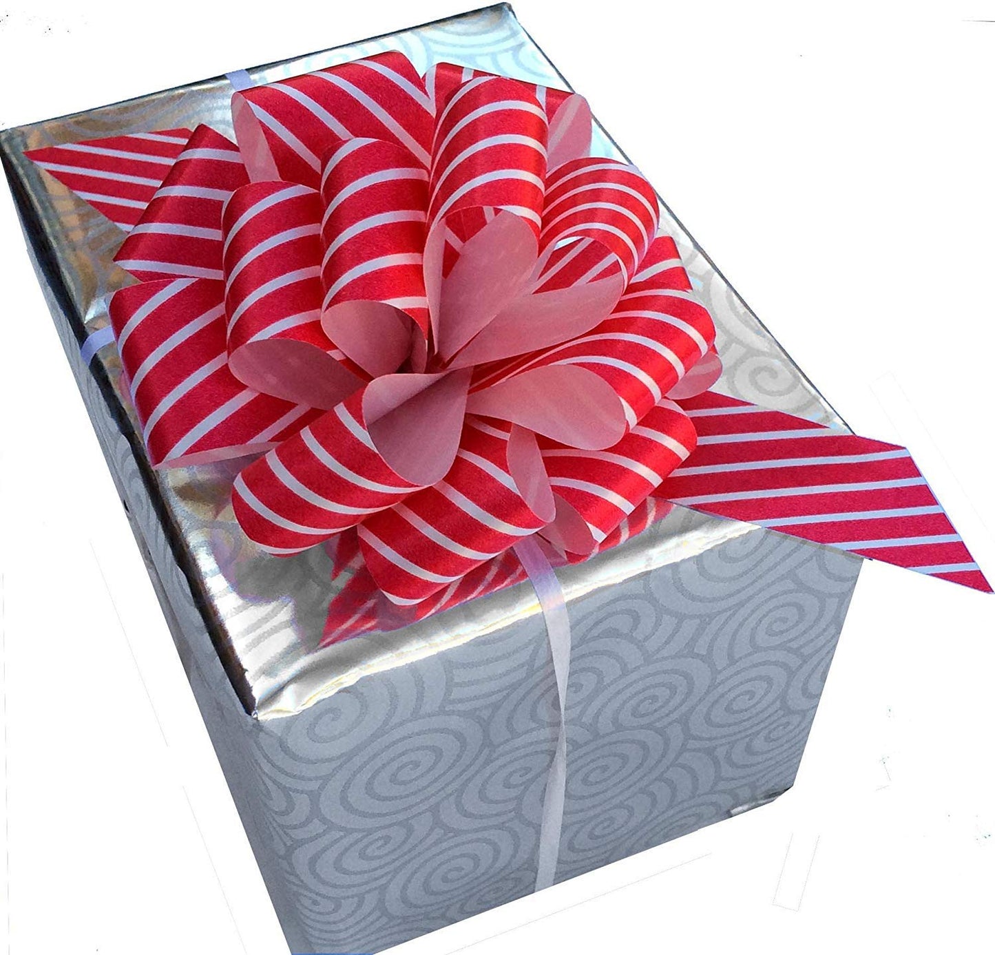 Red White Swirls Pull Bows - 5" Wide, Set of 10, Gift Bows, Presents, Valentine's Day, President's Day, Wreath, Swag, Garland, Decoration, Holiday Decor, Candy Cane Gift Ribbons, Christmas