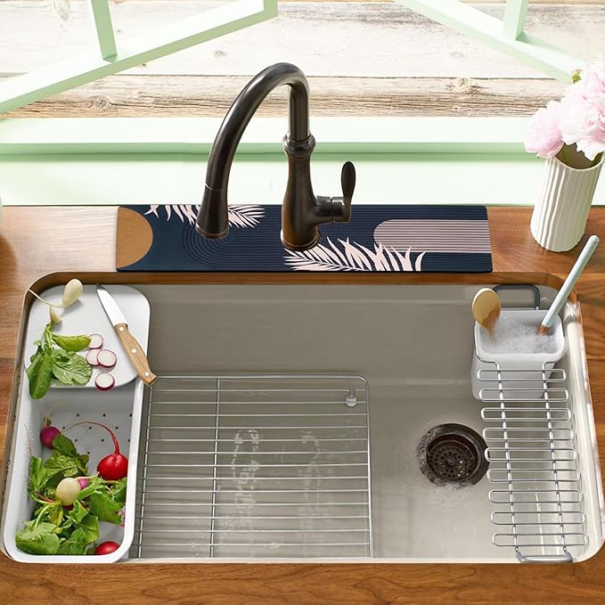 Sink Faucet Absorbing Mat, 2 Pack Drying Mat Around Faucet Sink Splash Guard
